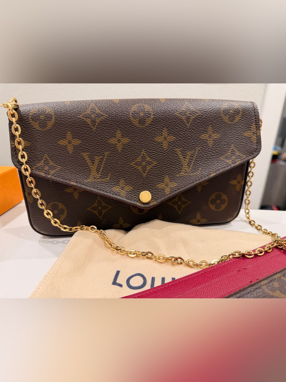 AUTHENTIC Louis Vuitton Monogram
FELICIE POCHETTE
Wallet in Chain Bag
